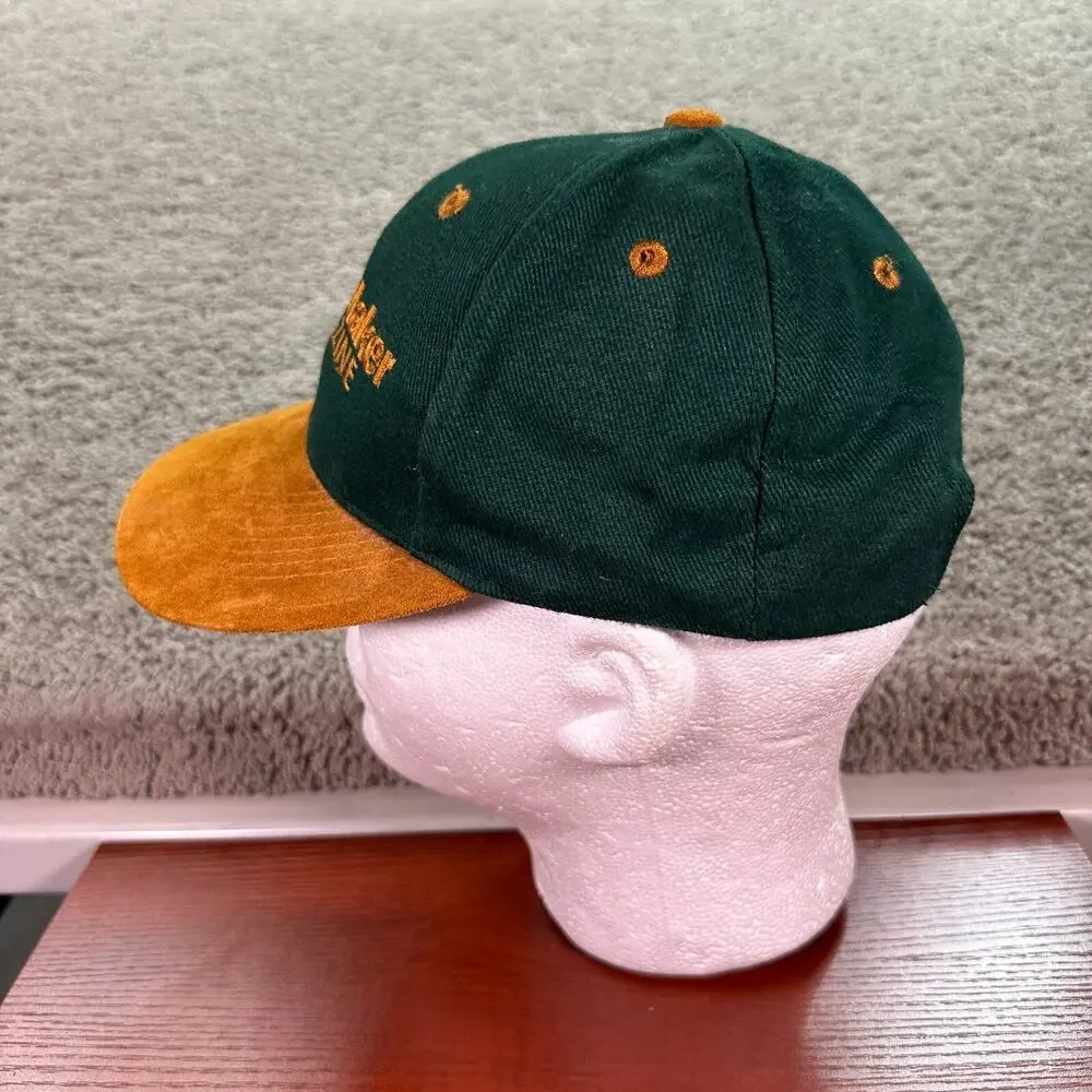 VINTAGE Cabinetmaker Magazine Hat Mens OS Green Suede Leather Brim Strapback - Picture 4 of 10